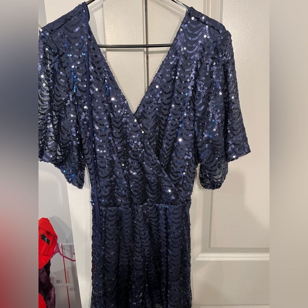 Blue sequin detailed romper